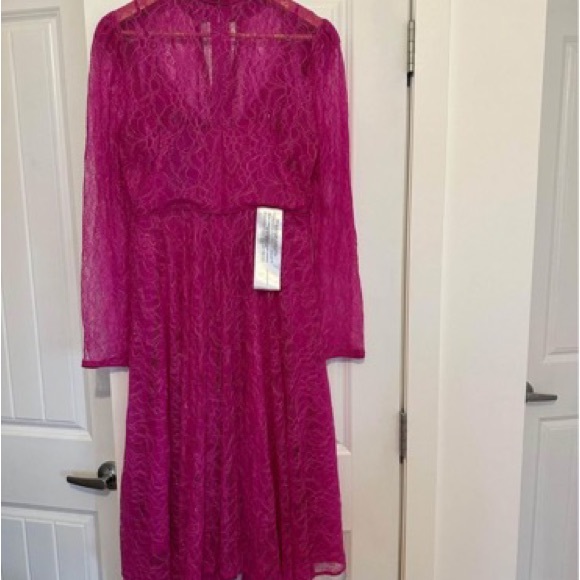 BCBGMaxazria Magenta lace cut out dress size 8 - Picture 3 of 6